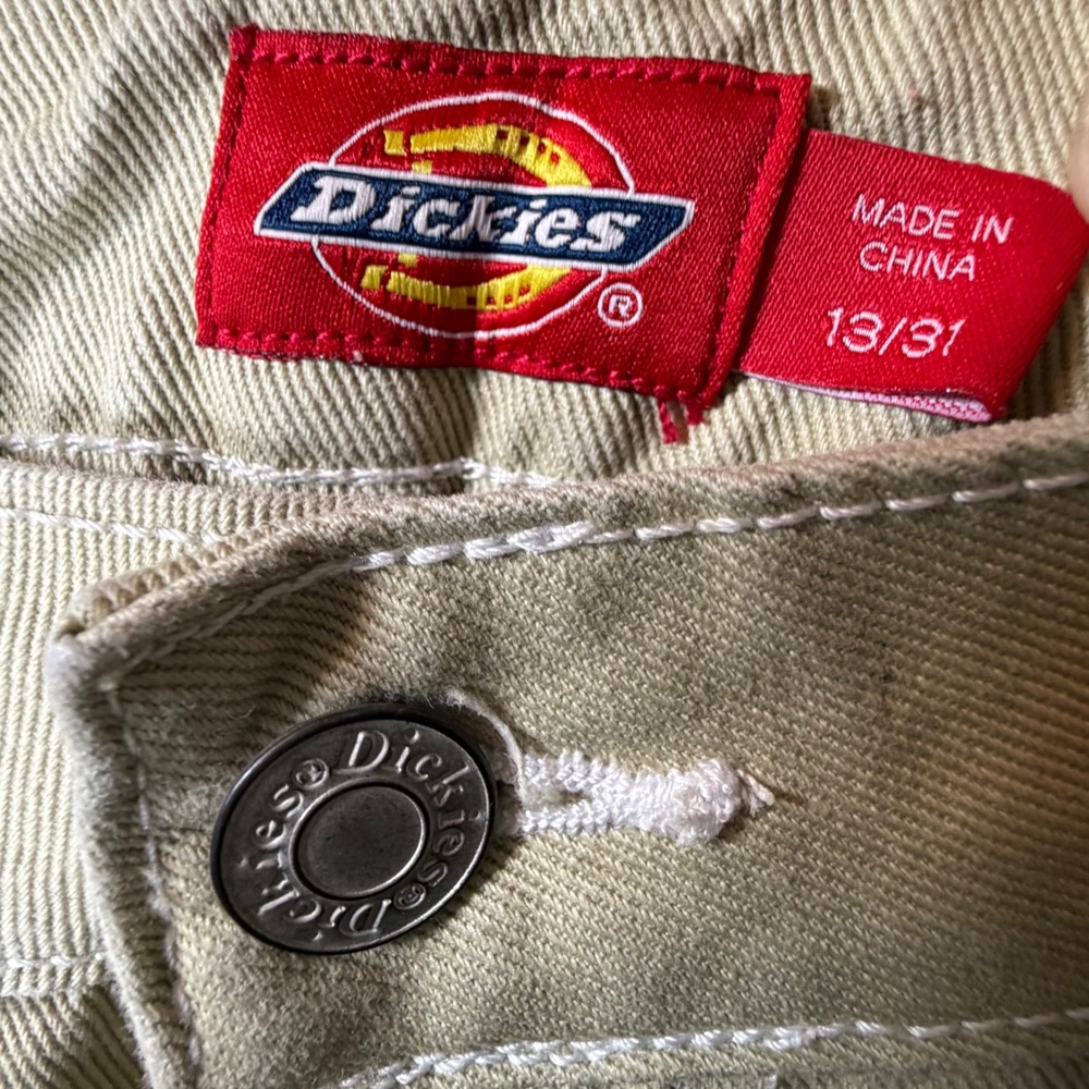 Dickies Girl Carpenter Pants Khaki Tan Cotton Twill Straight Leg CP20 Size 13/31 - Picture 5 of 11